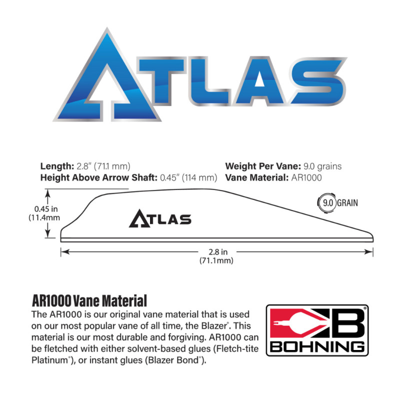 Bohning Vanes AR1000 Atlas 2.8" Hot Pink