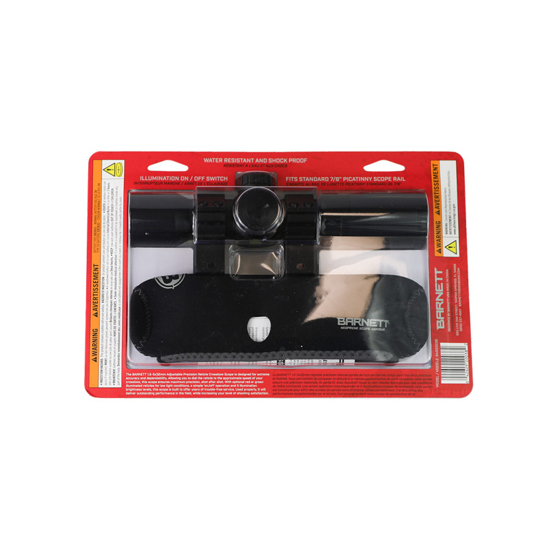Barnett Crosbow Scope Precision Reticle 1.5-5x32mm 20-100yrd Red/Green Illuminated