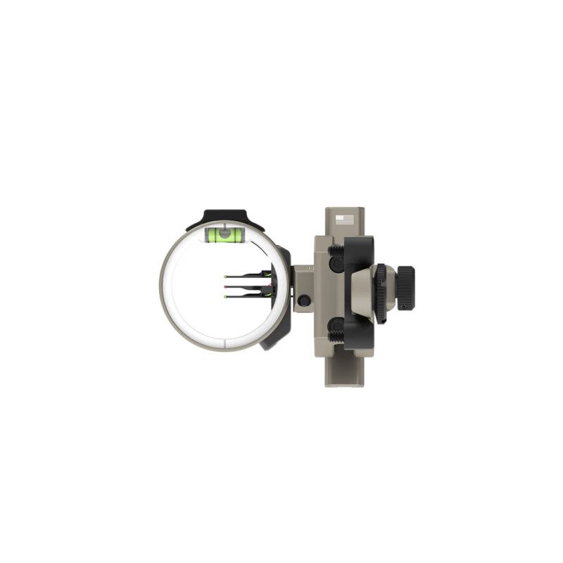 Dialed Archery Hunting Sight Strike Fixed Bridge-Lock Dovetail 3H Three Pin Horizontal .019 RH Clay