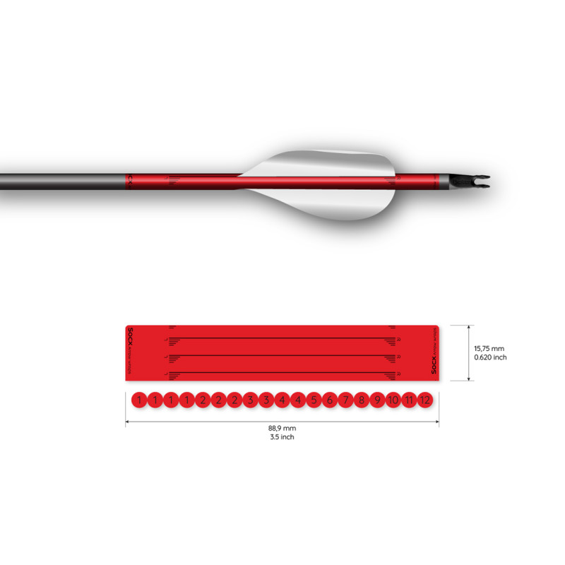 Socx Wrap for Spin Vanes on Easton X10 Solid Fluor Red