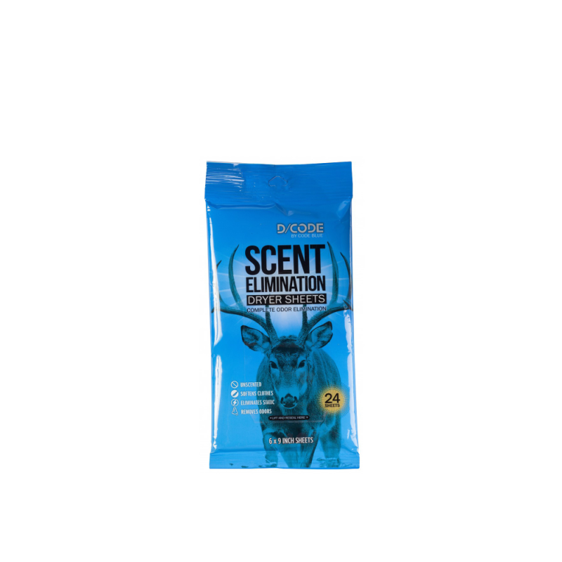 CODE BLUE SCENT ELIMINATOR DRYER SHEETS