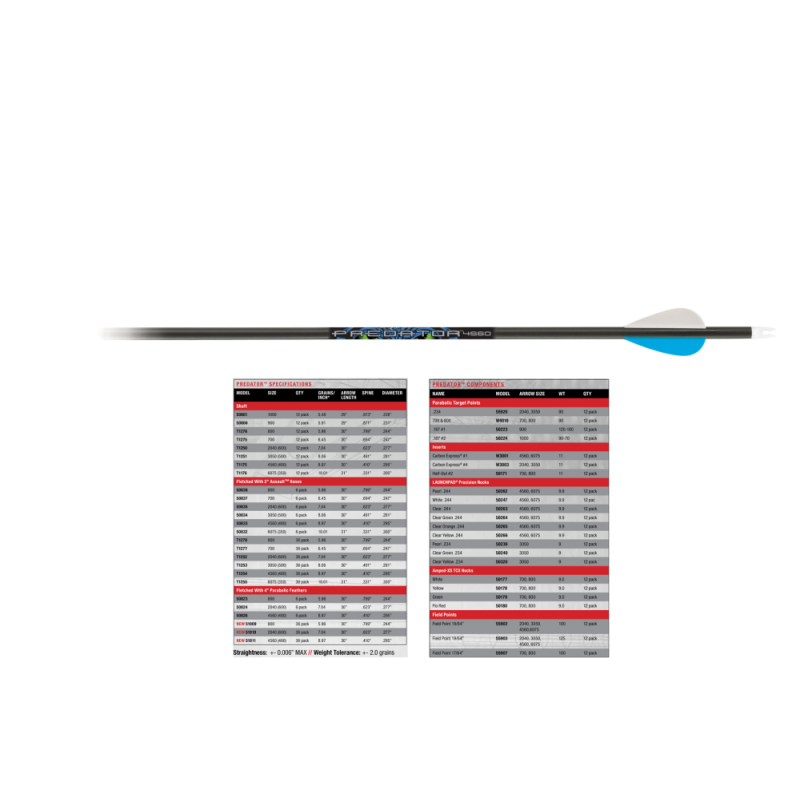 SHAFT PREDATOR SERIES 800 12/PK