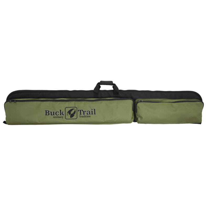 BUCK TRAIL TRADITIONAL SOFT CASE ONE PIECE RECURVE 160cm x 27cm BLACK / GREEN with ARROW POCKET