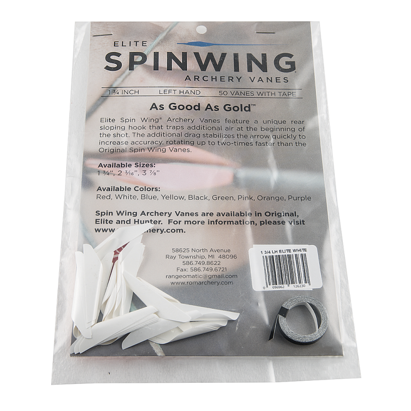 SPIN VANES ROUND ELITE 1-3/4"LH WHITE-PACKAGE OF 50 PCS