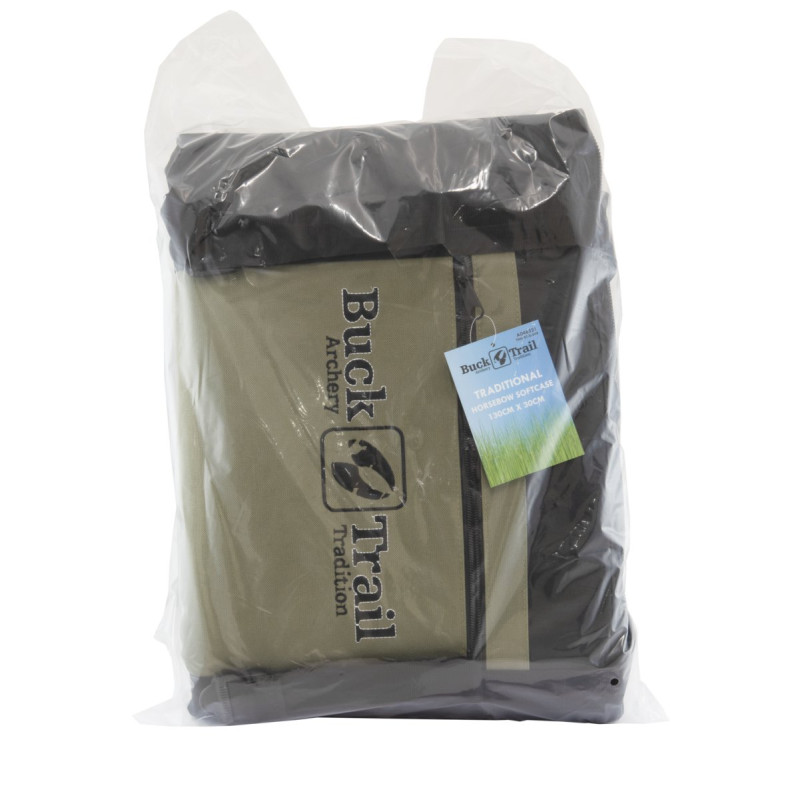 BUCK TRAIL TRADITIONAL SOFT CASE HORSEBOW 130CM x 30CM BLACK/GREEN WITH ARROWTUBE STRAPS