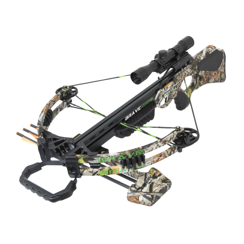 JUNXING BRAVE CAMO 360fps 165LBS 4x32mm MULTI-RETICLE SCOPE COMPOUND CROSSBOW SET