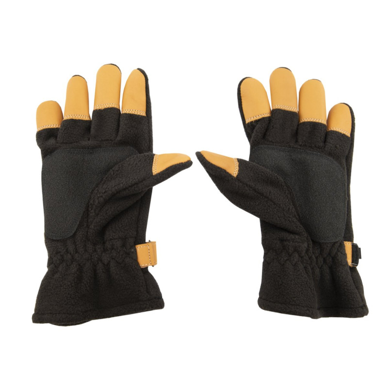 BUCKTRAIL FLEECE SHOOTING GLOVES WITH LEATHER RENFORCED FINGERTIPS SML PER PAIR