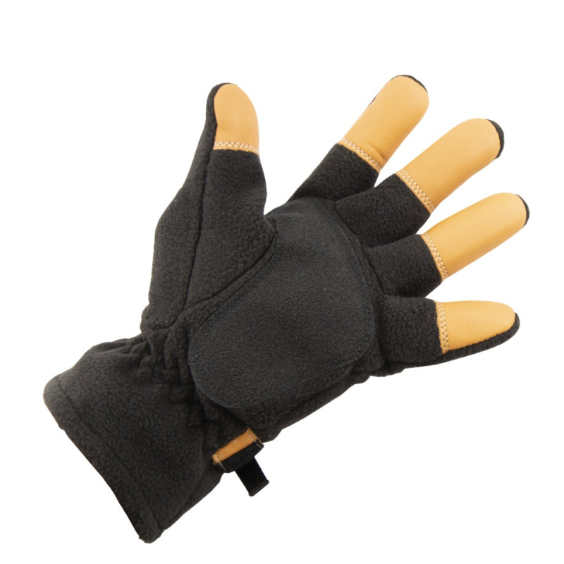 BUCKTRAIL FLEECE SHOOTING GLOVES WITH LEATHER RENFORCED FINGERTIPS SML PER PAIR