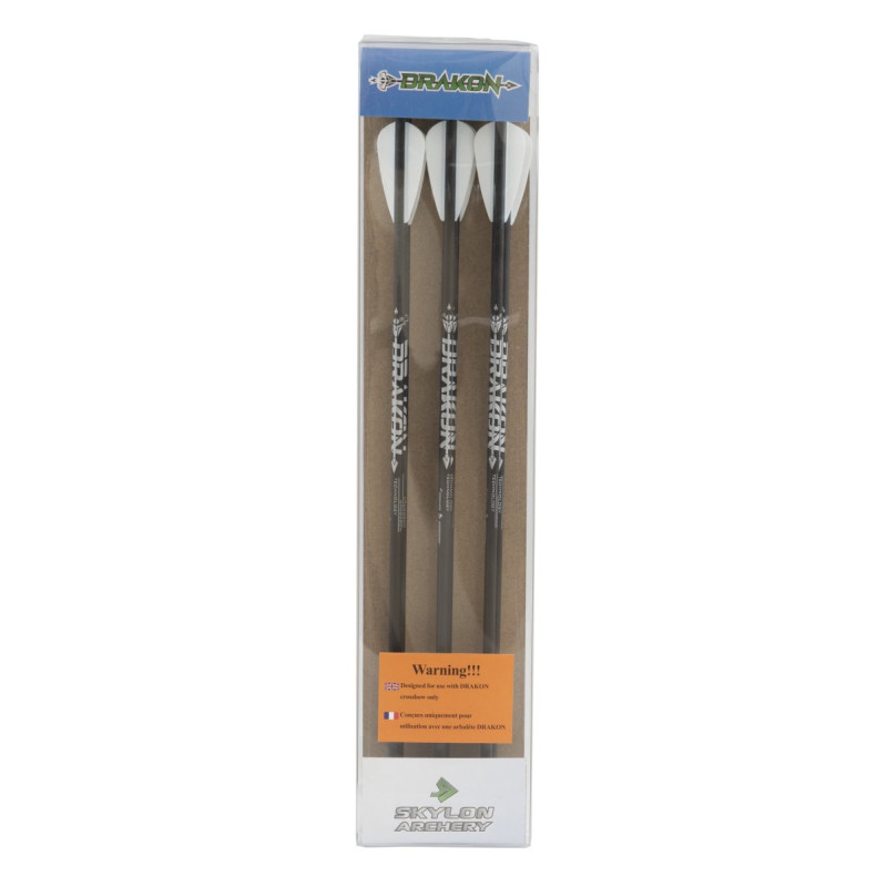 SKYLON DRAKON CROSSBOW BOLTS CARBON - WHITE VANES - 6/PCK