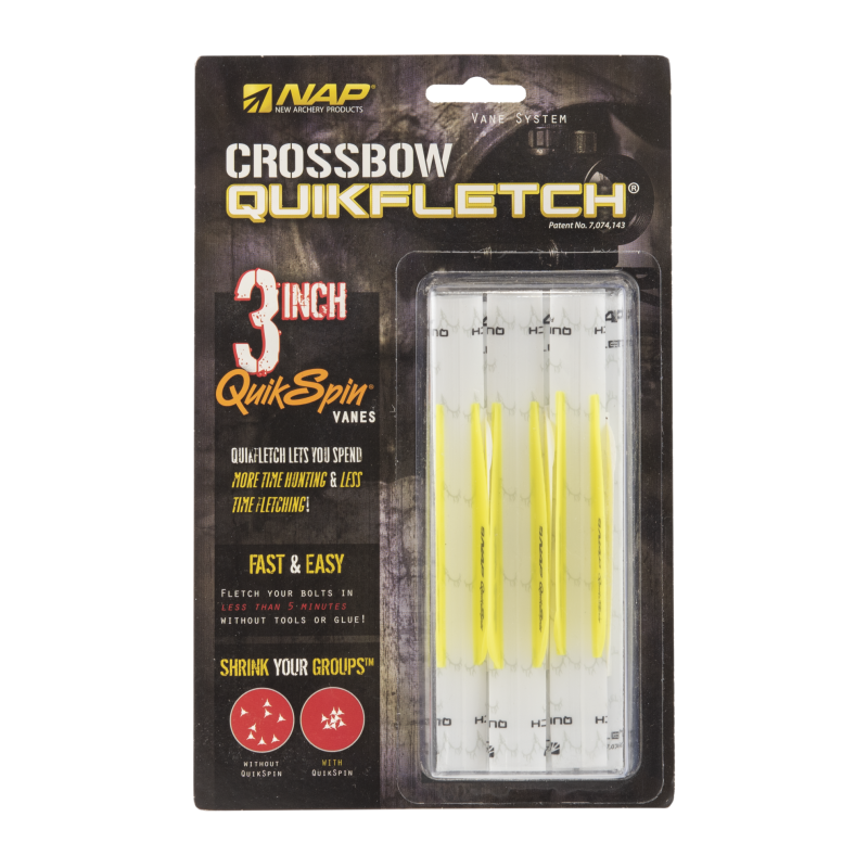 NAP VANES CROSSBOW QUICKFLETCH QUICKSPIN 3" WHITE/YELLOW/YELLOW 6/PK