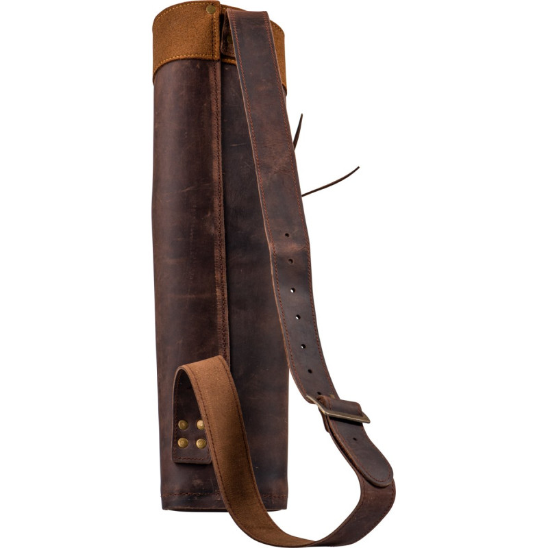 BUCK TRAIL TRADITIONAL BACK QUIVER MONTAUK RH 45CM LEATHER BROWN