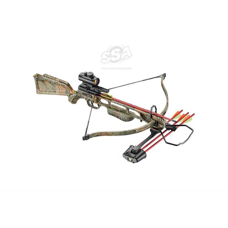 EK POELANG RECURVE CROSSBOW SETS JAG 1 DELUXE 220fps CAMO 175lbs-RED DOT & ACCES.