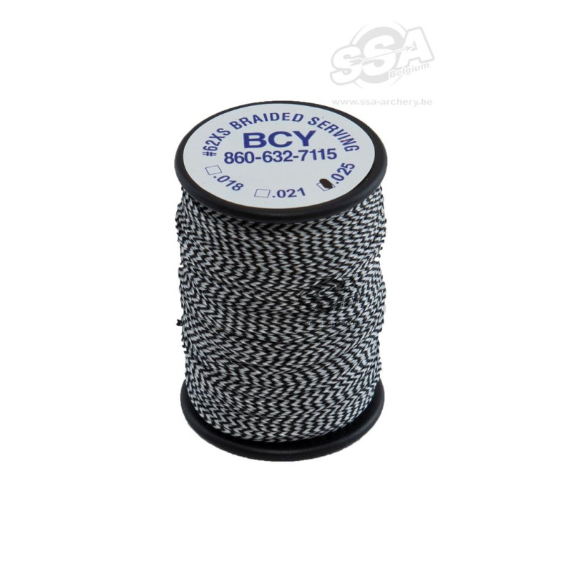 BCY SERVING MATERIAL BRAIDED *62XS DIA .025" JIG BLACK & WHITE