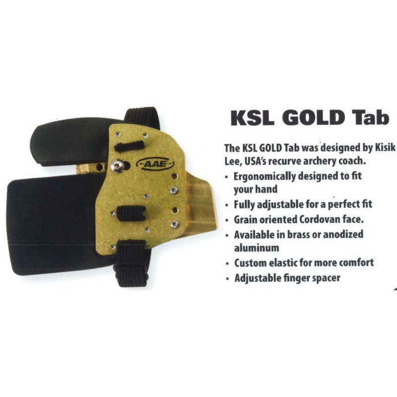AAE OLYMPIC RECURVE TAB KSL GOLD CORDOVAN BRASS RH LARGE