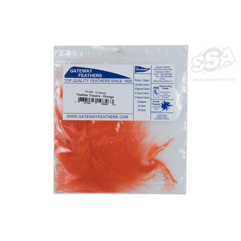 GATEWAYFEATHERS FEATHERS TRACER FLUORESCENT ORANGE 12/PK