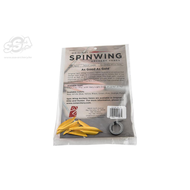 SPINWING SPIN VANES ROUND 1-9/16 INCH RH YELLOW-PACKAGE OF 50 PCS