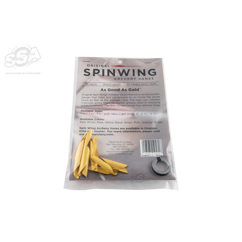 SPINWING SPIN VANES ROUND 1-3/4 INCH RH YELLOW-PACKAGE OF 50 PCS