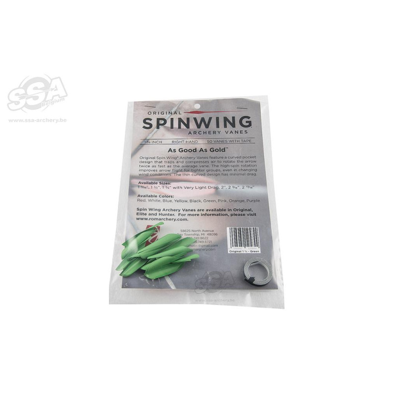 SPINWING SPIN VANES ROUND ELITE 1-3/4"LH BRIGHT GREEN-PACK OF 50 PCS