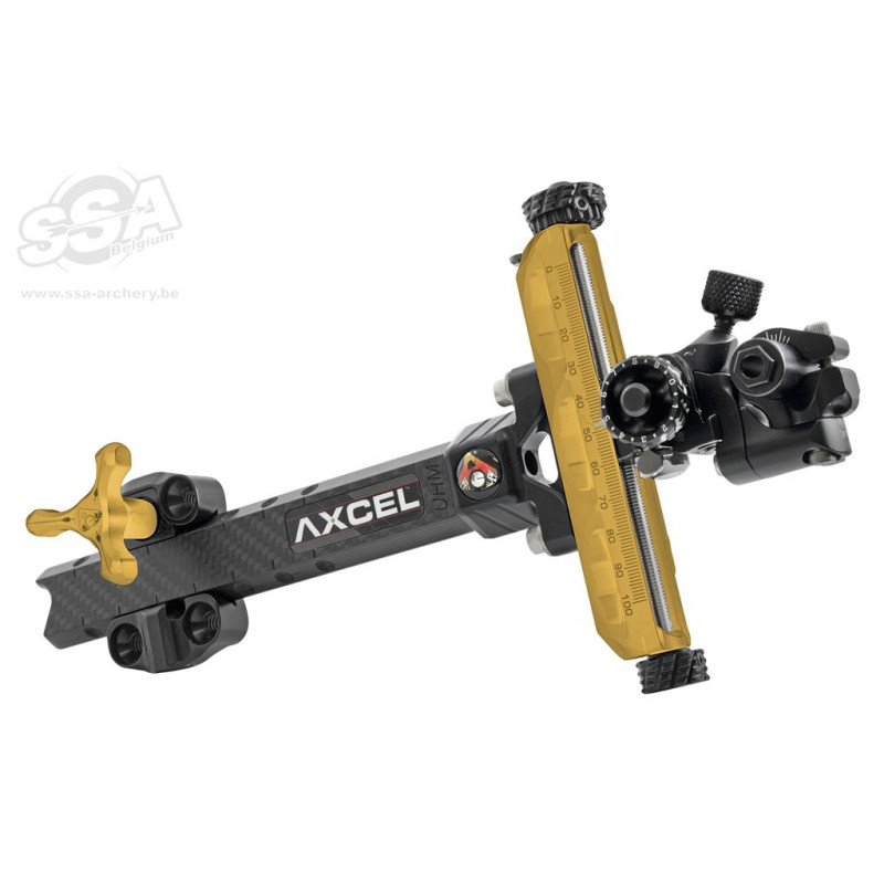 AXCEL COMPOUND SIGHTS ACHIEVE XP UHM CARBON BAR / EXT 6" RH GOLD/BLACK