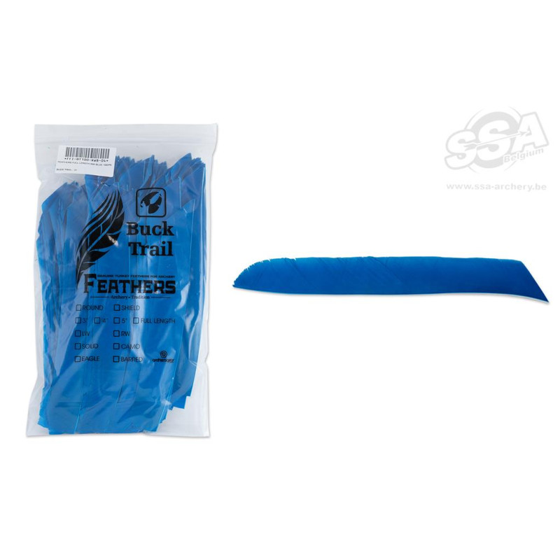 BUCKTRAIL FEATHERS FULL LENGTH LW BLUE 100/PK