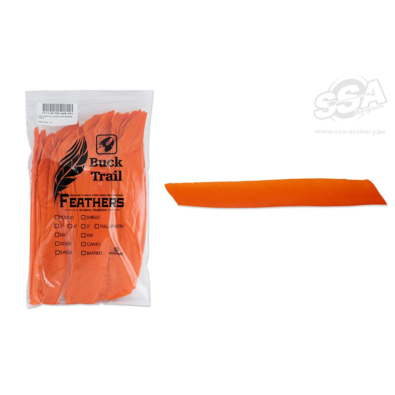 BUCKTRAIL FEATHERS FULL LENGTH LW ORANGE 100/PK