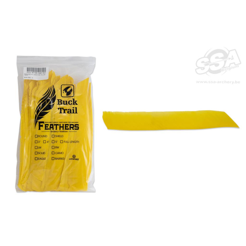 BUCKTRAIL FEATHERS FULL LENGTH LW YELLOW 100/PK
