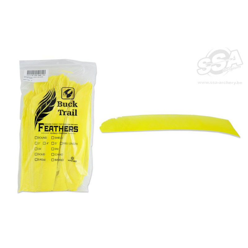 BUCKTRAIL FEATHERS FULL LENGTH LW NEON YELLOW 100/PK