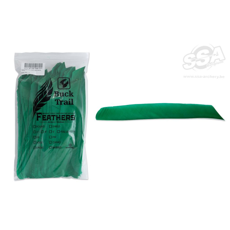 BUCKTRAIL FEATHERS FULL LENGTH RW GREEN 100/PK