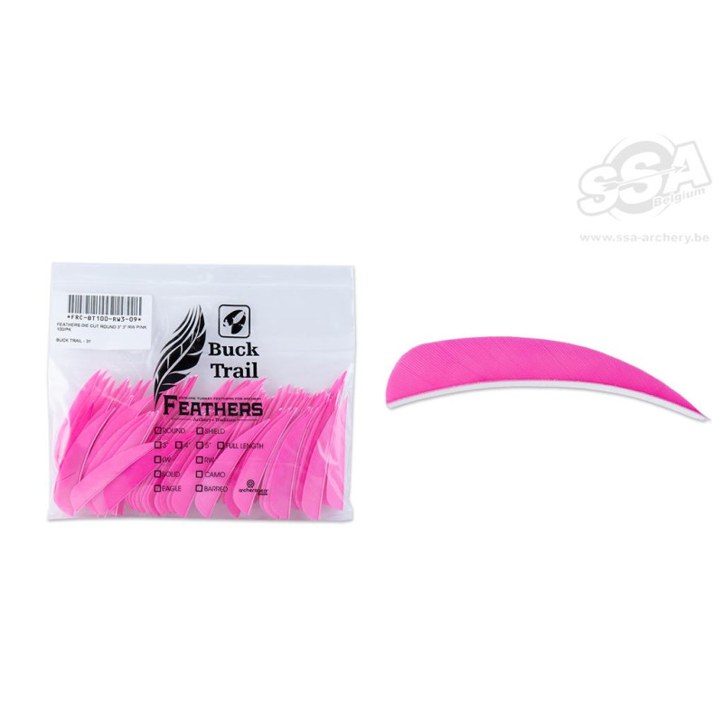 BUCKTRAIL FEATHERS ROUND 3" RW PINK 100/PK