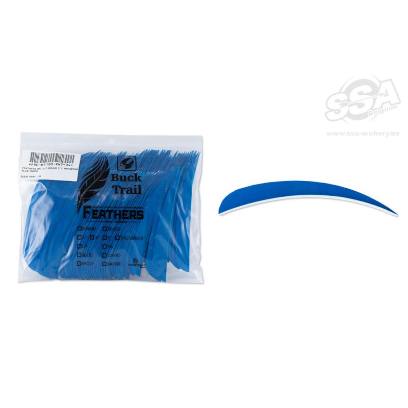 BUCKTRAIL FEATHERS ROUND 5" RW DENIM BLUE 100/PK