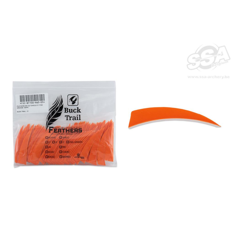 BUCKTRAIL FEATHERS SHIELD 3" LW ORANGE 100/PK