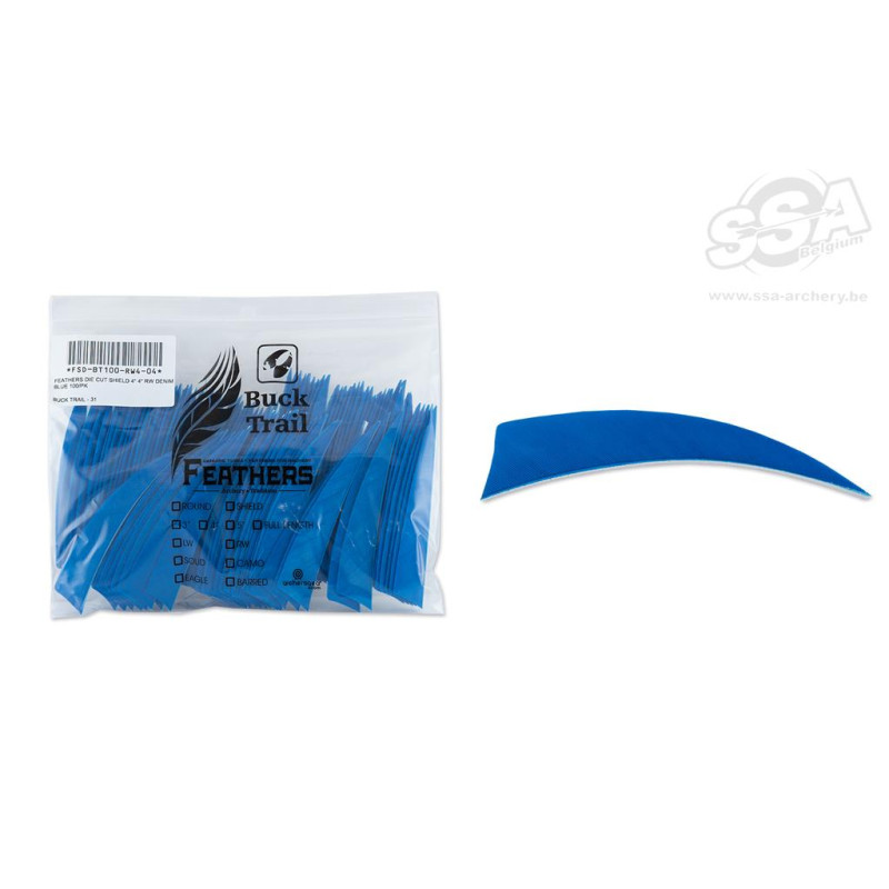 BUCKTRAIL FEATHERS SHIELD 4" LW DENIM BLUE 100/PK