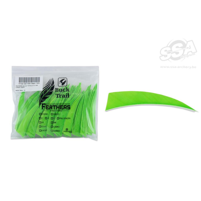 BUCKTRAIL FEATHERS SHIELD 4" RW LEMON 100/PK