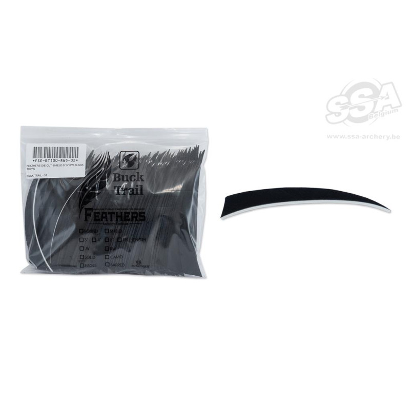 BUCKTRAIL FEATHERS SHIELD 5" RW BLACK 100/PK