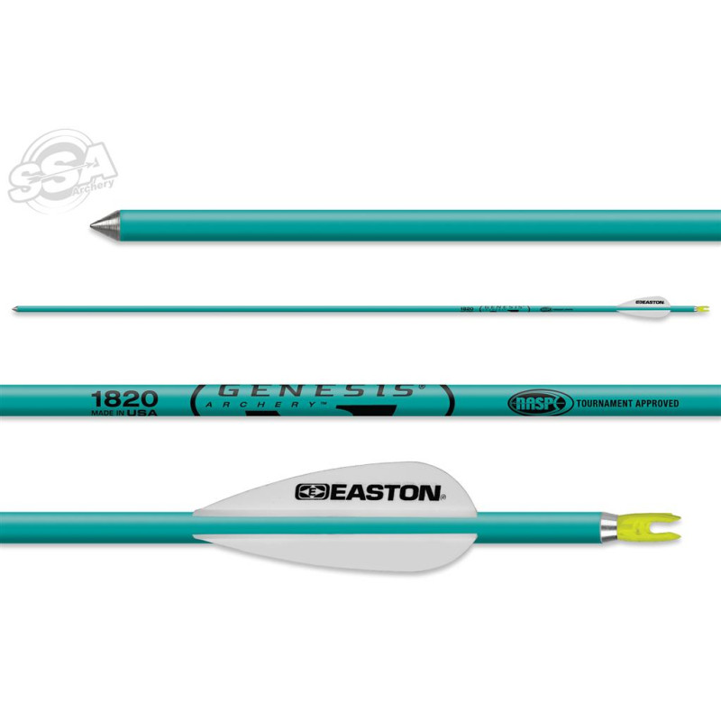 EASTON ARROW GENESIS NASP 3"VANES 1820 WITH POINT 30" TEAL 36/PK