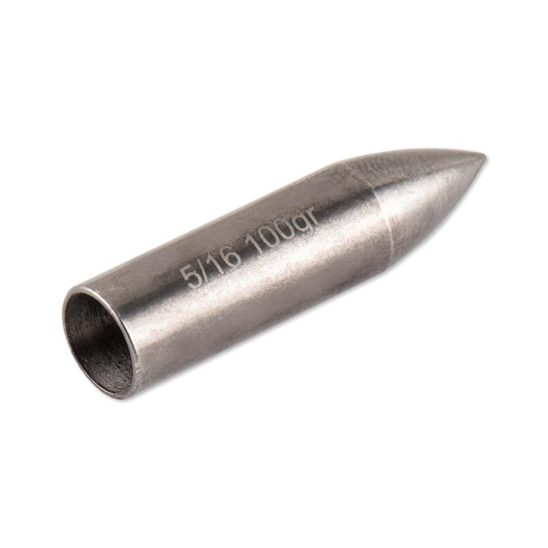 BUCKTRAIL GLUE-ON POINTS FOR WOODEN ARROWS BULLET STEEL COATED W/ THREAD- 5/16 100gr 12/PK