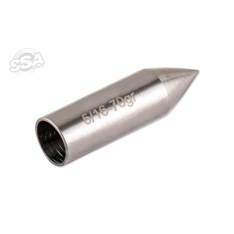 BUCKTRAIL GLUE-ON POINTS FOR WOODEN ARROWS BULLET STEEL COATED W/ THREAD- 5/16 70gr 100/PK