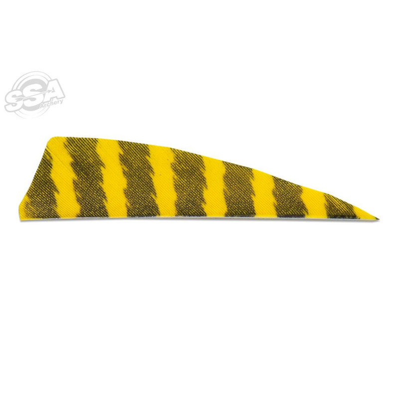 SKYLON FEATHERS SHIELD 3" RW BARRED YELLOW 24/PK