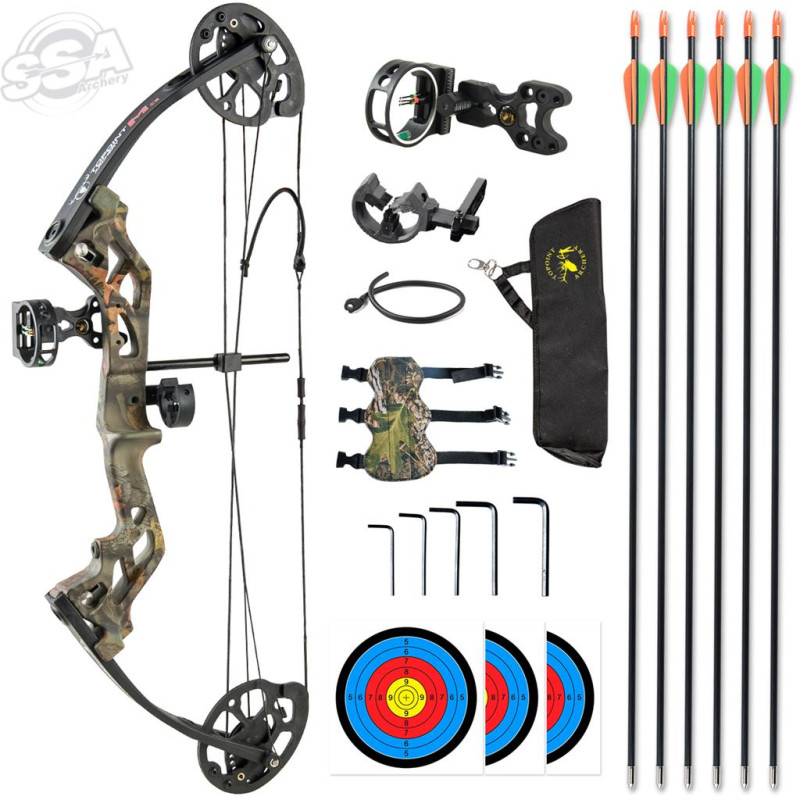 TOPOINT RECREATIONAL BOW PACKAGE M3 10-20LBS RH 17-27" 75% LET-OFF FOREST CAMO