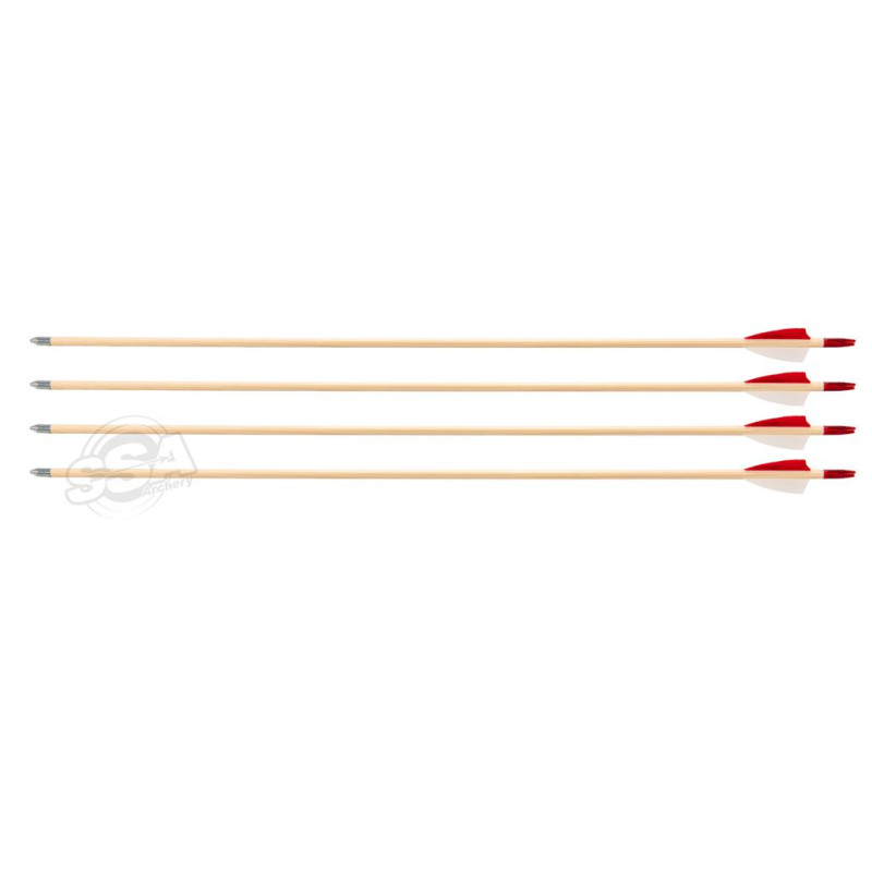 BUCKTRAIL WOODEN ARROW SPRUCE WOOD KIDS 5/16 27" /FEATHER 2 1/4" /NOCK /STEEL POINT 12/PK