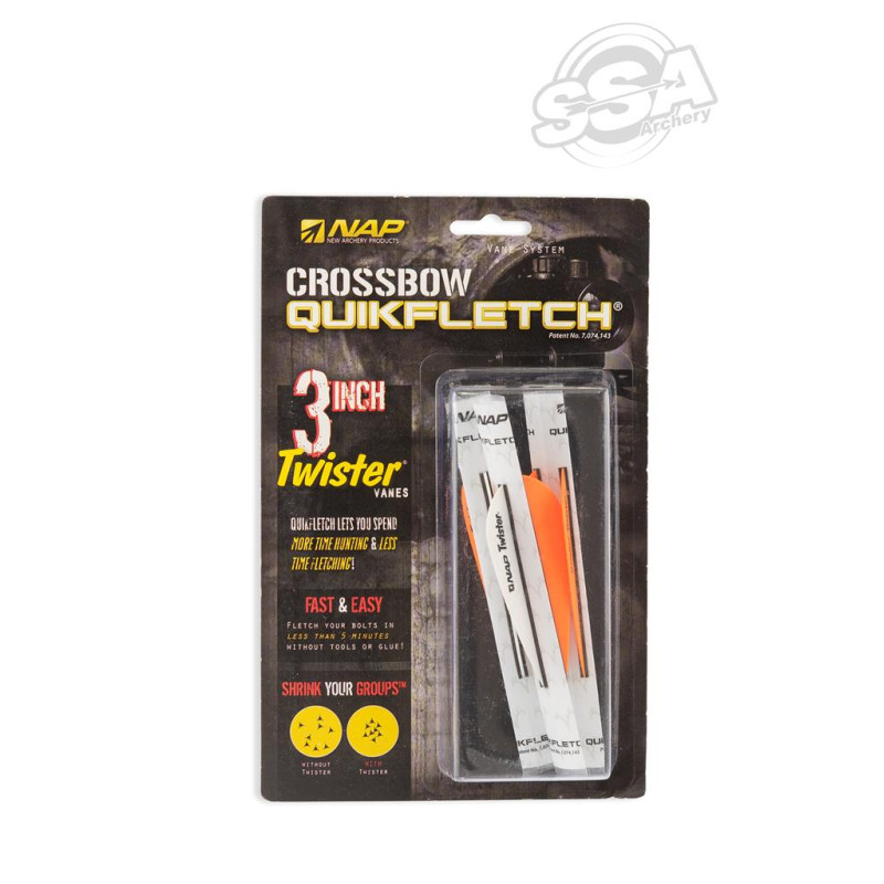 NAP VANES CROSSBOW QUICKFLETCH TWISTER 3" WHITE/ORANGE/ORANGE 3/PK