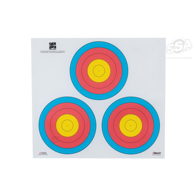 DECUT TARGET FACES WA POLYESTER 40cm 80gr 3-SPOT VEGAS RECURVE LARGE CENTER 5-RINGS 50/PC